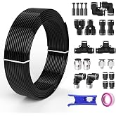 CNZG PNEU 5/32 OD Inch 4mm Air Line Hose Tubing Kit Poly Airline Black | Polyurethane Compressed Pneumatic Compressor Repair Kit With Push To Connect Fittings