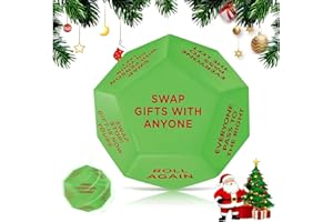 Santa Swap Gift Exchange Dice Game, 3-Inch Christmas Party Dice with 12 Unique Sides, Fun Exchange Game for Family & Friends 