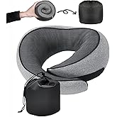 SZXYX Travel Pillows for Airplanes, 100% Pure Memory Foam Neck Pillow for Airplanes, Comfortable Breathable Cover, 360° Support Stowable Pillows for Sleeping, Car, Airport Travel Essentials