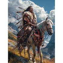 YWC-5D Diamond Art Painting By Number Kits For Adults American Native Indian Woman Wolf Diy Paint Full Drill Round Gems Craft Home Wall Decor 11 8x15 8in 10