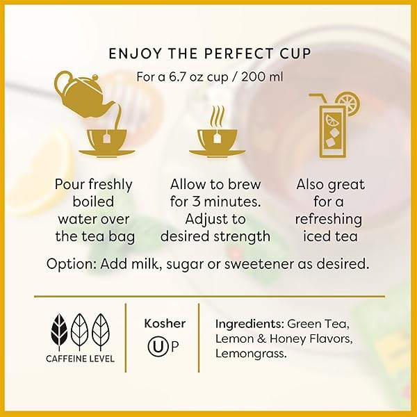 WISSOTZKY LEMON & HONEY GREEN TEA, 20 TEA BAGS | ANTIOXIDANT RICH | SOOTHING HONEY LEMON TEA BLEND | GREEN TEA BAGS (1)
