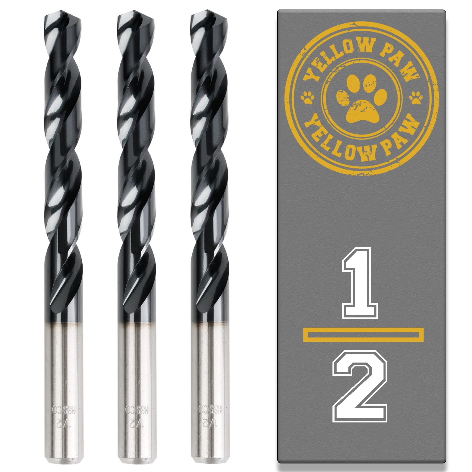 Photo 1 of 1/2 Inch Drill Bit (3 Pack) Industrial Grade M35 Cobalt Titanium Aluminum Nitrite - 1/2" Diameter & Total Length of 6" with Working Length of 4" Easily Drill Into Metal, Steel, & Aluminum