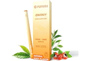 PUFFORA Energy Diffuser Pen, Extracts of Guarana, Green Tea & Taurine, Vitamin B12 & B6, Support for Energy & Focus Boost, Body Relaxation, Natural Alternative - 600 Uses