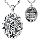 LOOVE Saint Necklace S925 Sterling Silver Patron St Amulet Medal Protection Pendant Jewelry for Men Women