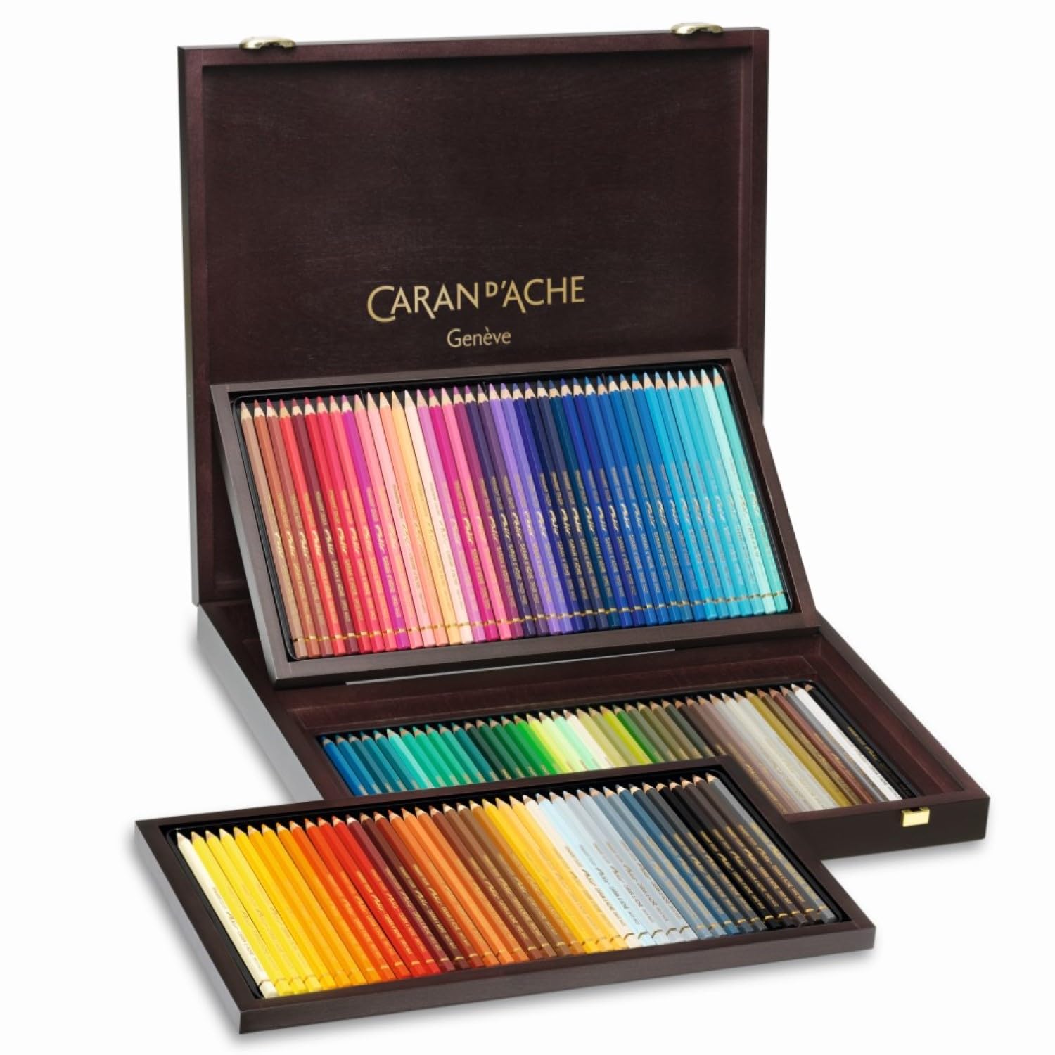 Caran D'Ache Pablo artists quality colouring pencils wooden box set of 120 assorted water resistant colours