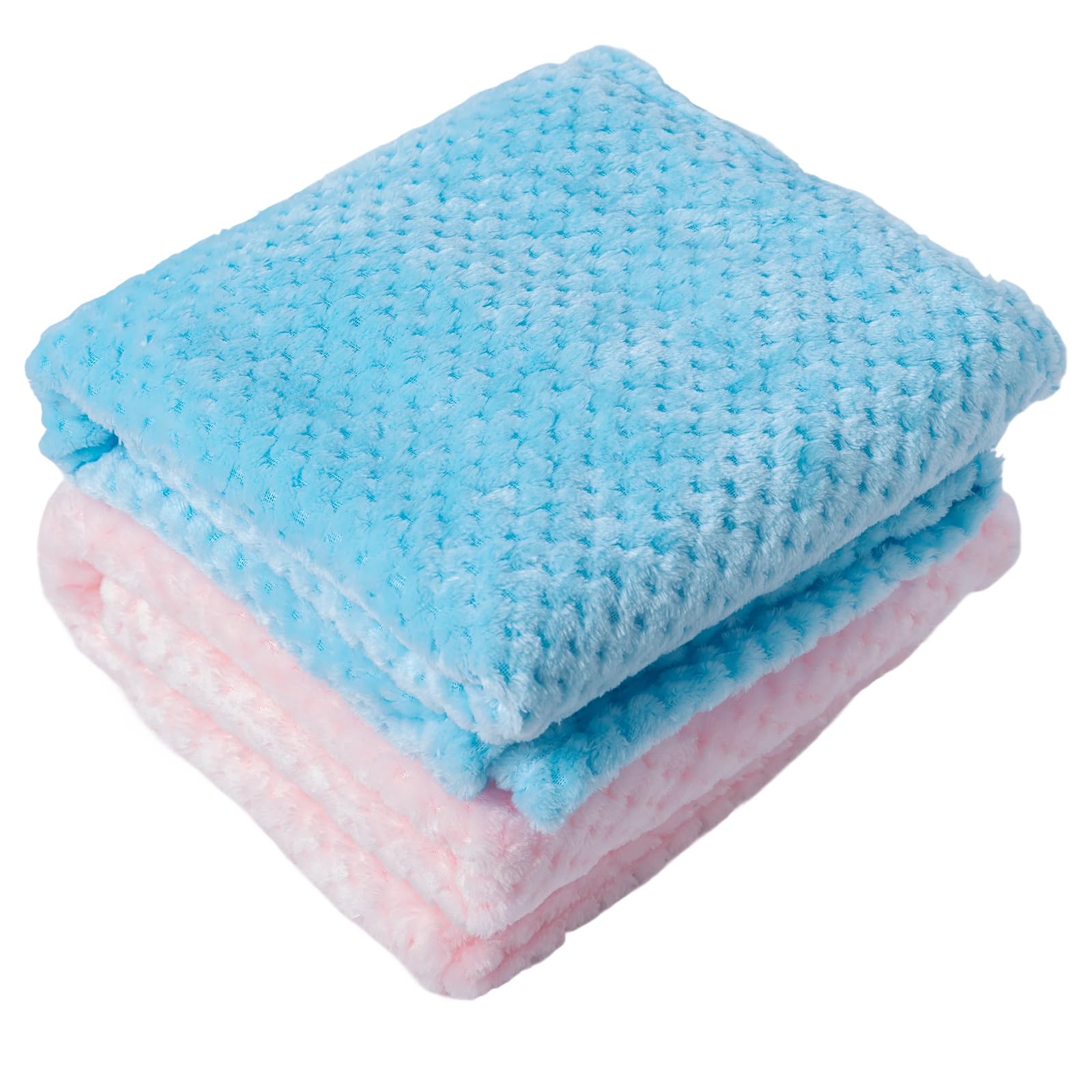 SLSON 2 Pack Pet Blankets for Puppies, Washable Dog Blankets for Small Dogs Pet Throw Blanke for Bed Covers, Couch, Sofa, Crate, Warm Soft Cat Blankets for Indoor Cats (Light Pink and Blue)