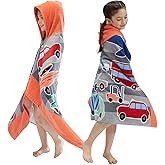 BANGSAUR Kids Hooded Beach Bath Pool Towels, 100% Cotton 50"x30" Wrap Blanket, Toddlers Boys 3-12 Years Coverup Towel Aircraft N