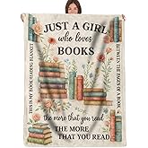 RQTWC Just a Girl Who Loves Books Throw Blanket Gifts for Boys Girls Kids Adults, Book Lover Theme Flannel Blankets for Travel Sofa Living Room Decor 50"X60"