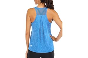 ICTIVE Workout Tops for Women Loose Fit Racerback Tank Tops for Women Mesh Backless Muscle Tank Running Tank Tops