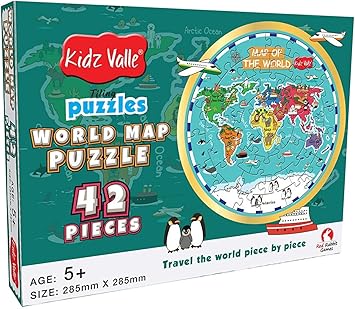 World Map Puzzle 42 Piece Tiling Puzzles Circular Puzzle ( Jigsaw Puzzles , Puzzles for Kids, Floor Puzzles ), Puzzles for Kids Age 5 Years and Above. Size: 28.5 cm X 28.5 cm