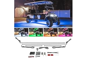 LEDGlow 4pc Expandable Million Color LED 6-Seater Limo Golf Cart Underglow Accent Neon Lighting Kit for EZGO Yamaha Club Car - Fits 12-Volt Battery - Water Resistant Flexible Tubes
