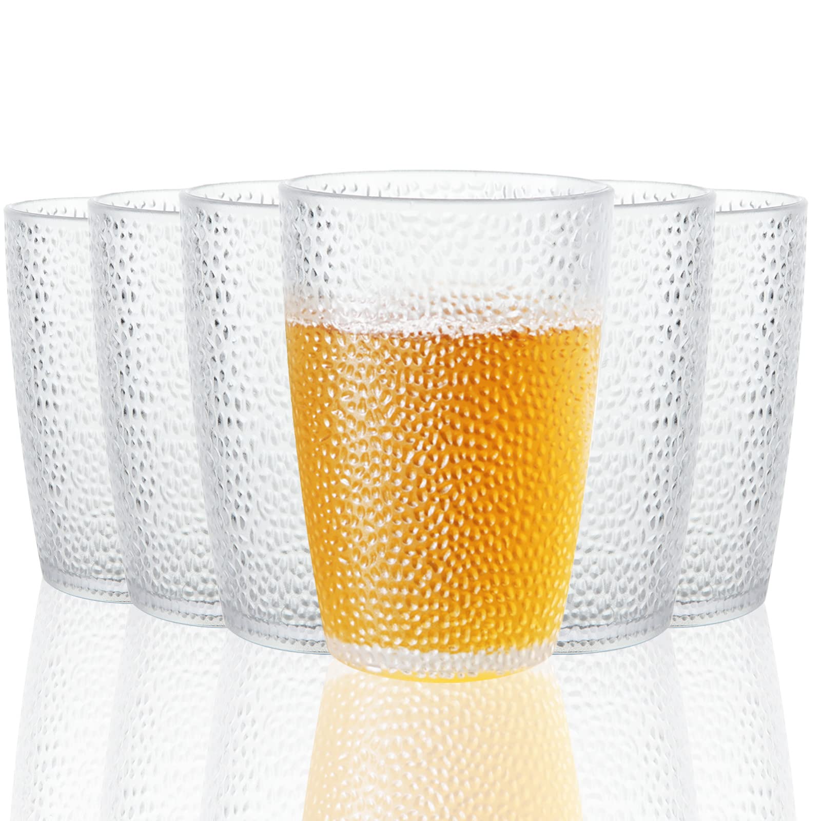 SENENQU 6PCS Plastic Drinking Glasses Set, 350ml / 12oz Unbreakable Glass Tumblers, Stackable Reusable Tumbler Cups Juice Water Glasses for Home Outdoor Picnic Camping Party | BPA-Free