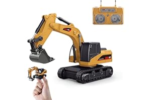 BRRRRT 1/64 Remote Control Excavator,Remote Control Construction Vehicles with Metal Shovel,Type-C Direct Charging RC Excavator,Birthday Gifts for Boys and Girls Age 3+