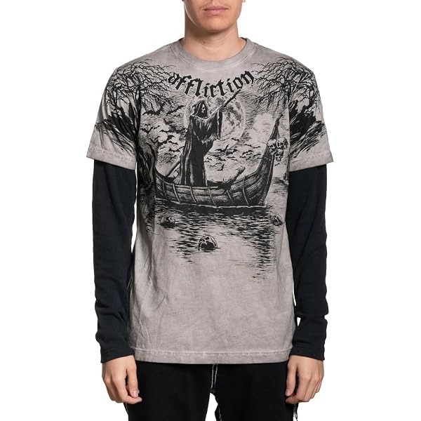 Affliction Men's Reversible Long Sleeve Thermal Shirt, Skull