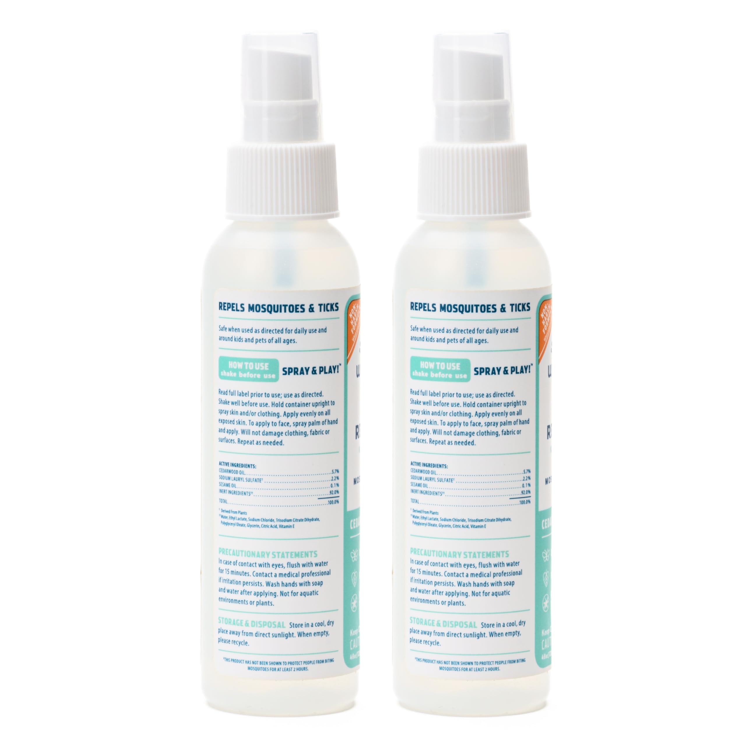 Wondercide - Mosquito, Tick, and Insect Repellent with Natural Essential Oils - DEET-Free Bug Spray and Killer - Safe for Family - Cedarwood 2-Pack of 4 oz Bottle