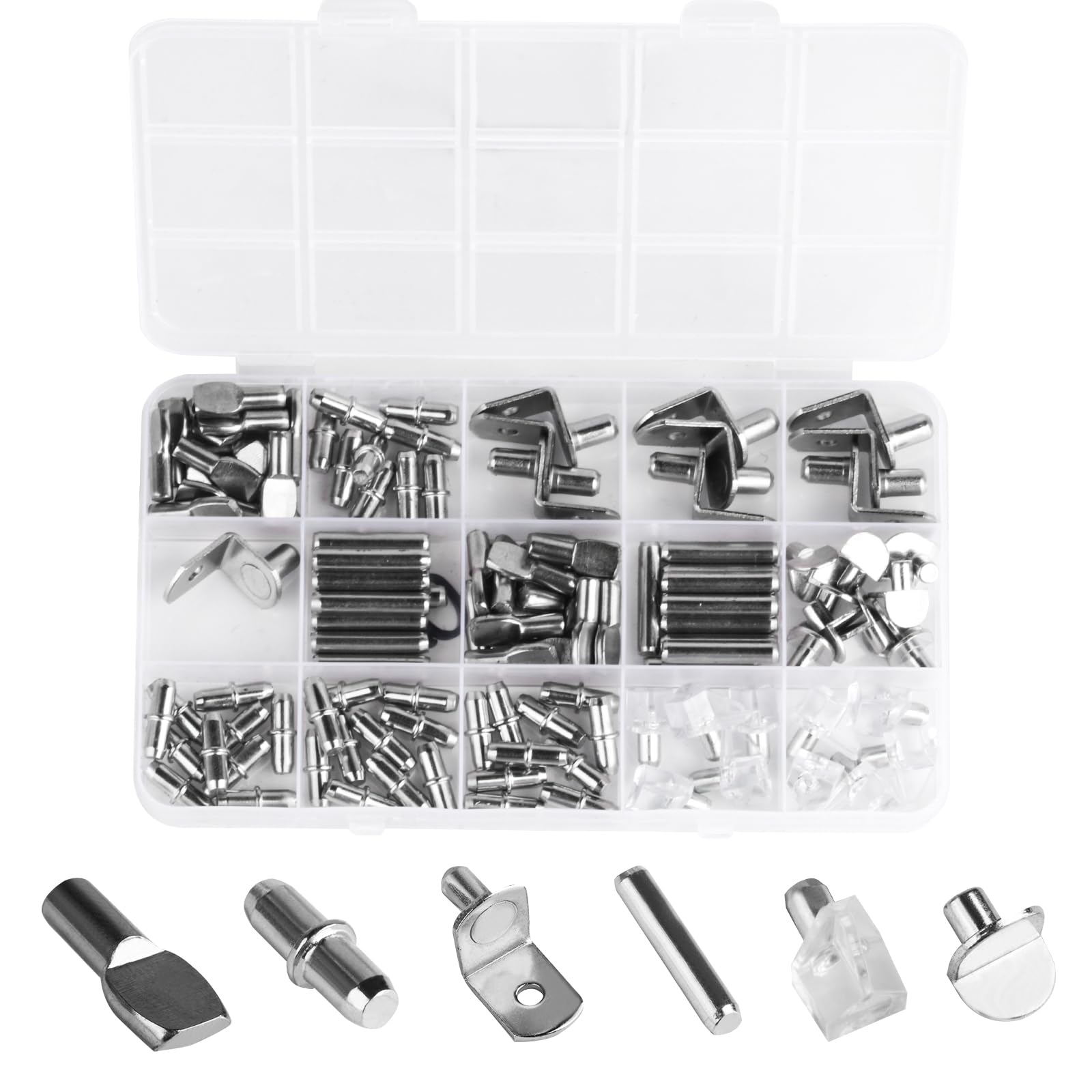 130 Pcs Shelf Support Pegs 5mm 6mm, Kitchen Cupboard Shelf Pegs Shelf Pins, Metal Kitchen Shelf Pegs, Wardrobe Shelf Pegs for Furniture Bookcase Shelves Kitchen Cabinet Shelf Supports Pegs(6 Sizes)