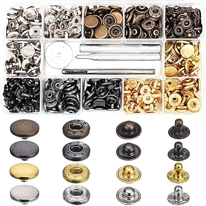 Huyu Metalen Drukknopen Drukknopen Koperen Klinknagelknop 4 Kleuren Metalen Knop Drukknop Met Bevestigingsgereedschap En Doos Ideaal Voor Stof Leer Handwerk Jeans Etc 100 Set 12 5 Mm Typ 1 Koper 4 Kleuren Amazon Nl