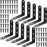 10PCS Heavy Duty 304 Stainless Steel L Brackets Black Corner Braces - 3.15x3.15x0.8 Inch 90 Degree Right Angle Shelf Brackets