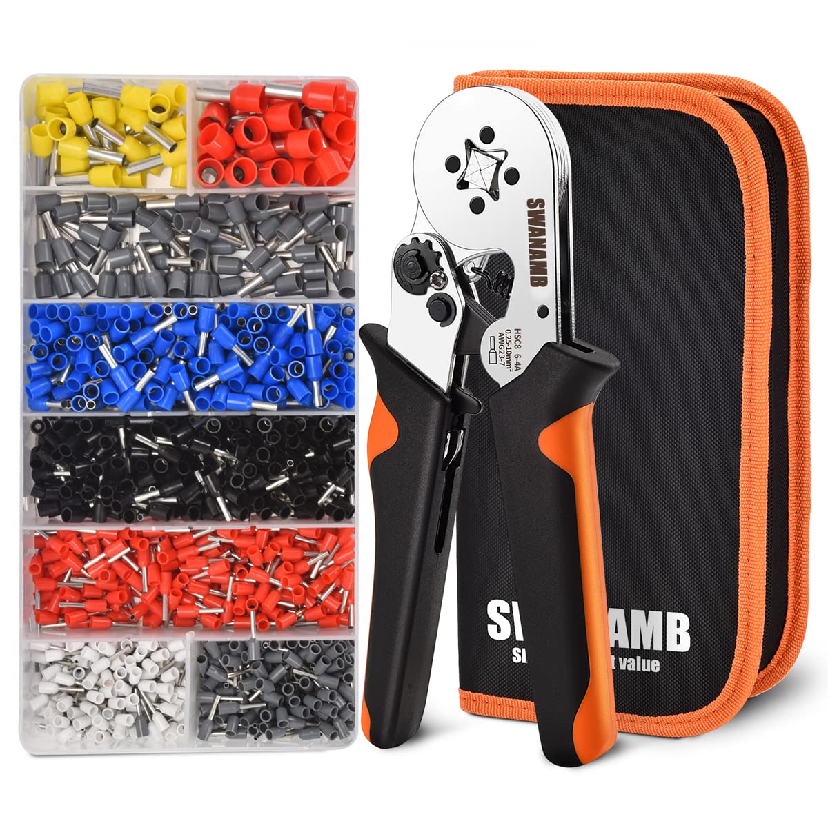 Photo 1 of Ferrule Crimping Tool Kit with Oxford Bag, 1200PCS Copper Terminals, and Self-Adjustable Ratchet Tool - Wire Crimping Plier Set for AWG23-7 Wire End Ferrules