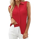 siliteelon Sleeveless Button Down Shirts for Women Collared Shirt Stretch Hidden Button Tank Top Work Casual Blouse Top