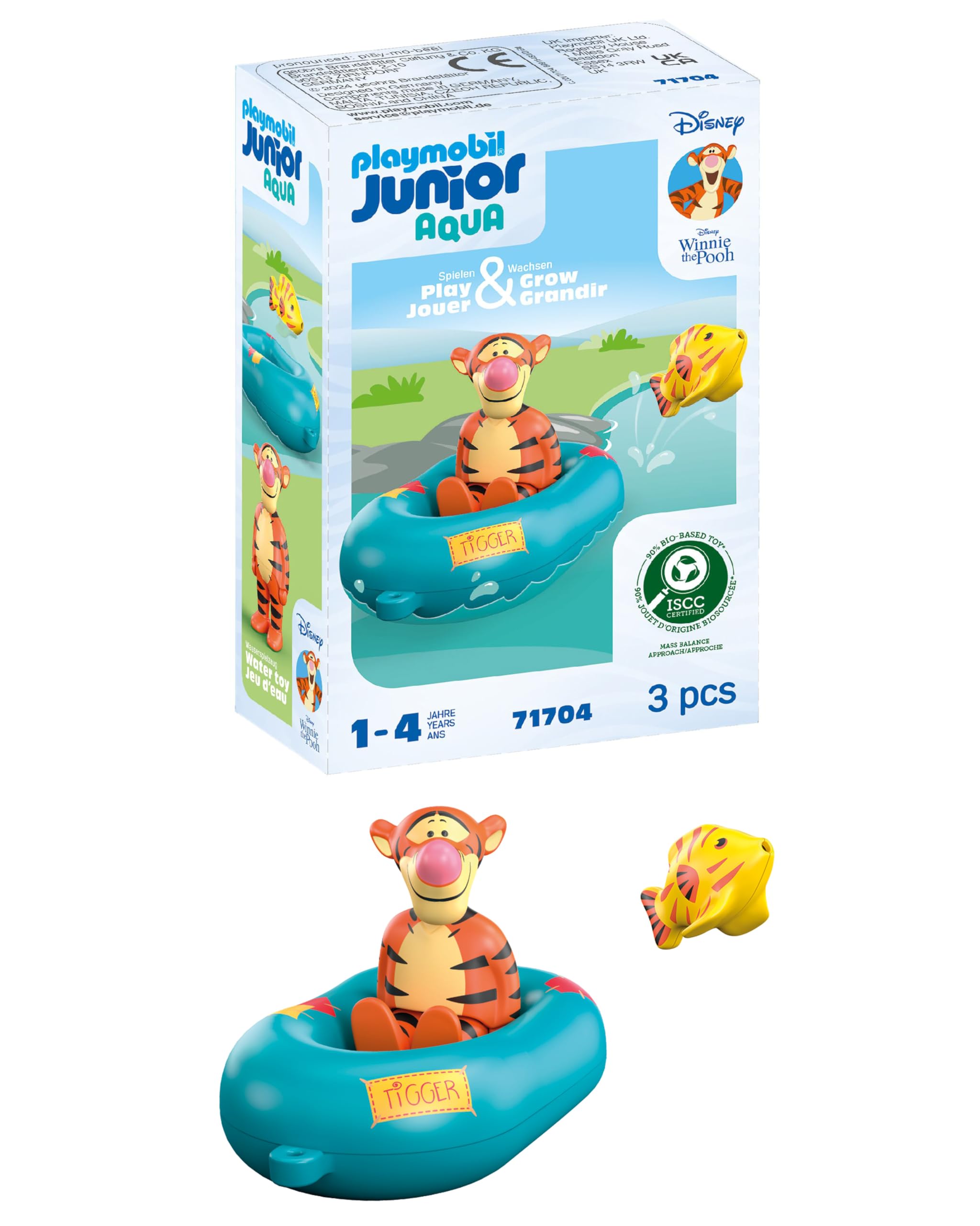 Playmobil 71704 JUNIOR AQUA & Disney: Tigger's Boat Ride, including Tigger and tiger fish, sustainable toy made from plant-based plastics, gifting toy, play sets suitable for children ages 1+