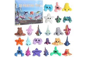 Calendrier de l'Avent de Noël imprimé 3D – 24 mini jouets aveugles en forme d'animaux, calendrier de compte à rebours pour en