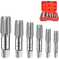JAMHEXOU 6-Piece NPT Pipe Tap Set, 1", 3/4", 1/2", 3/8", 1/4", 1/8" Taps Threading Tool, Precision Carbon Steel Tap Set for C