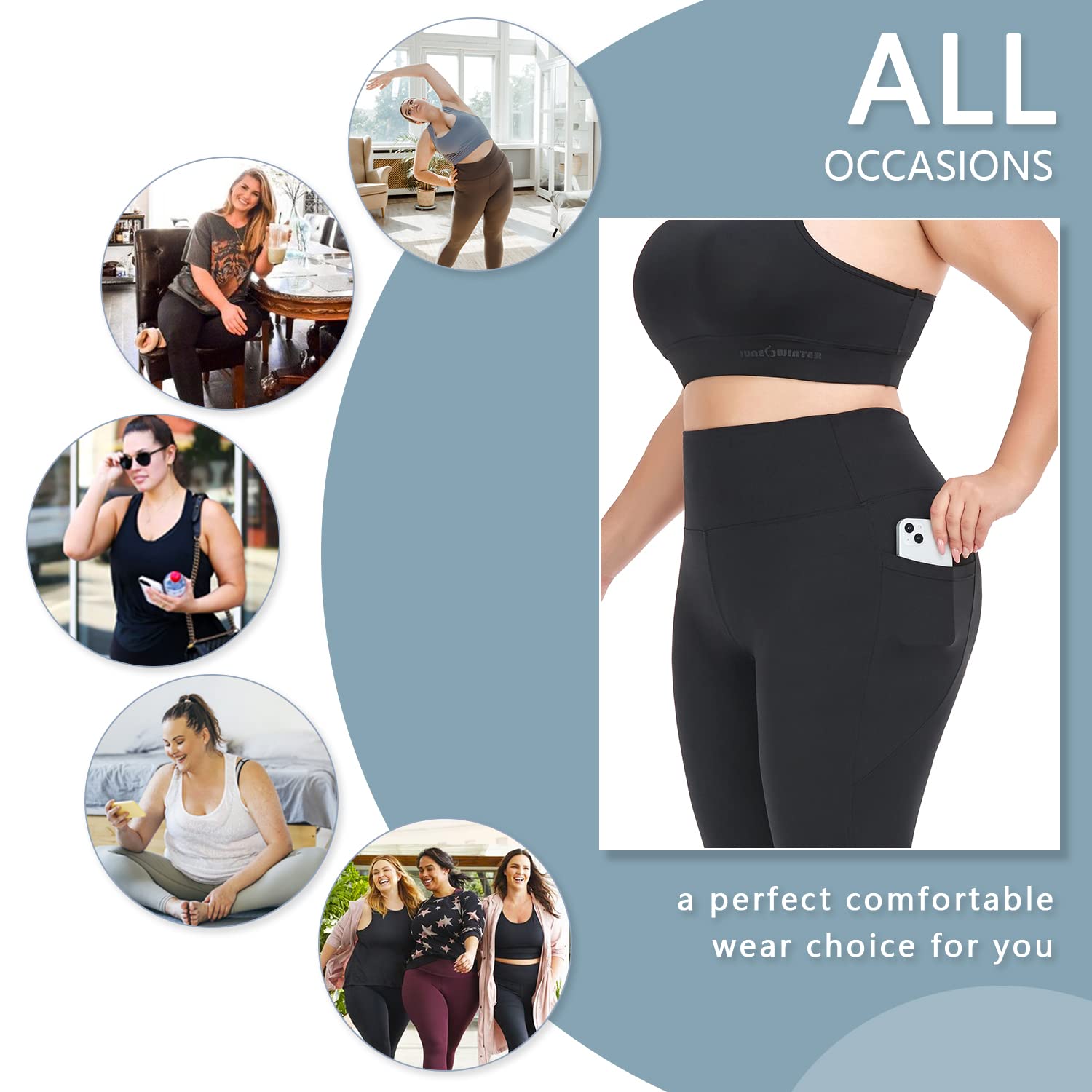MOREFEEL Plus Size Leggings For Women With Pockets-Stretchy X-4XL Tummy