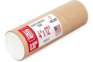 Paclord 4" x 12" Heavy-Duty Reinforced Cardboard Mailing Tube, Pack of 1 Tube with 2 Caps – Secure USPS Approved – Great for 