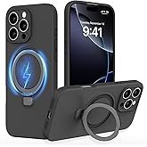IYH for iPhone 16 Pro Case with Magnetic Invisible Stand 6.3''[Compatible with Magsafe][16FT Military Protection] Liquid Silicone Cases, Black