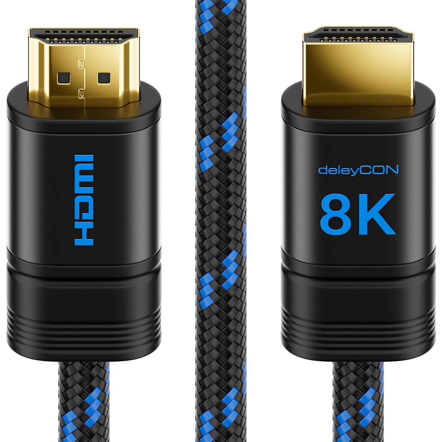 deleyCON 5m HDMI 2.1 Nylon Cable 8K@60Hz 4K@120Hz 7680 x 4320p Metal Connectors Dolby DTS HDR eARC CEC Ethernet