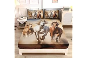 UEVBF Horse Bedding Western Fitted Sheets for Teens,Farm Animal Bedding Set for Kids Boys Girls Room Horse Decor,Desert Theme Bedding Sheets Twin Size Bed Set,1 Fitted Sheet+2 Pillowcases.