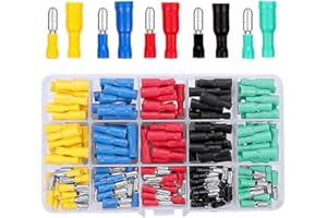 Qibaok Bullet Terminals Wire Connectors Female & Male Bullet Butt Insulated Waterproof Electrical Connector Kit 200 PCS