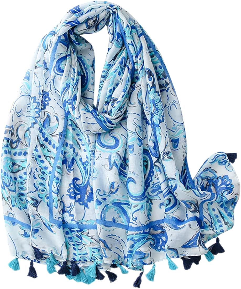 FAIRYGATE Scarf Women Large Soft Stylish Navy Blue Wrap Shawl with