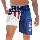 ALISISTER Mens Swim Trunks with Compression Liner Bathing Suit Summer Swimming Shorts