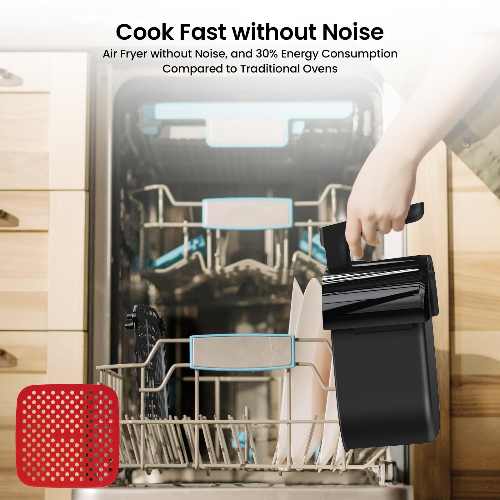 Zstar Air Fryer 5QT with Visualized Window, 6 in 1 Air Fryers Oven with Timer & Temperature Control, 85% Oil less, Low Noise Airfryers with Dishwasher Safe Basket
