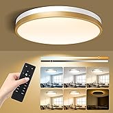 Lightania 18 Inch Flush Mount Ceiling Light with Remote Control & Night Light, 5CCT Dimmable Ceiling Light Fixture, 43W 4300LM 2700K-6500K Adjustable LED Ceiling Lights for Bedroom Kitchen, White Gold
