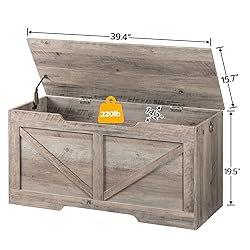 HOOBRO Storage Bench, 39.4” Retro Wooden Storage