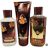 Bath & Body Works Body Chocolate Amber Gel Wash, Body Lotion and Ultimate Hydration Body Cream 3 Piece Set