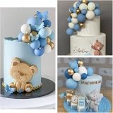 ASTARON 32 Pcs Ball Cake Toppers Foam Balls Blue Gold 4 Sizes 8 Each view 5