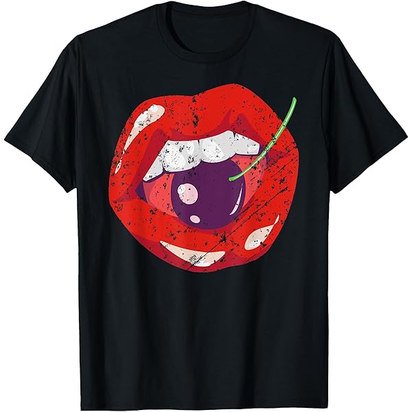 Amazon.com: Cherry Biting Lips T-Shirt T-Shirt : Clothing, Shoes