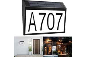 ANRICOM Solar House Number Light Waterproof, Wall Mount Address Numbers Sign, Auto on/off & Customized Letter and Numbers,LED Solar powered address plaques Driveway Marker for Home Garage Yard (Black)
