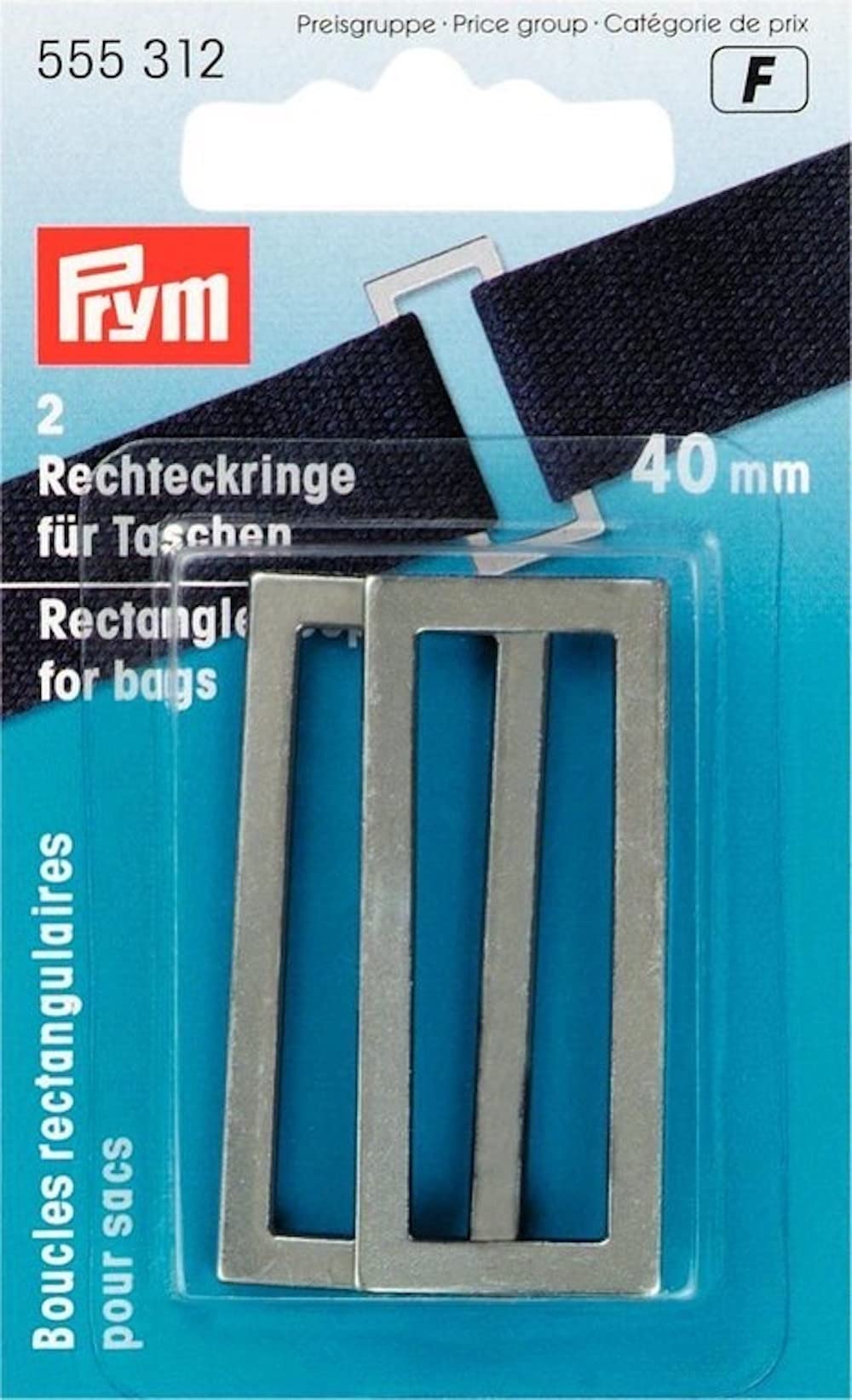 Prym Antique Silver-coloured 40mm Rectangle Loops for Bags & Straps (2pc), Metal, 9.5 x 6 x 0.5 cm