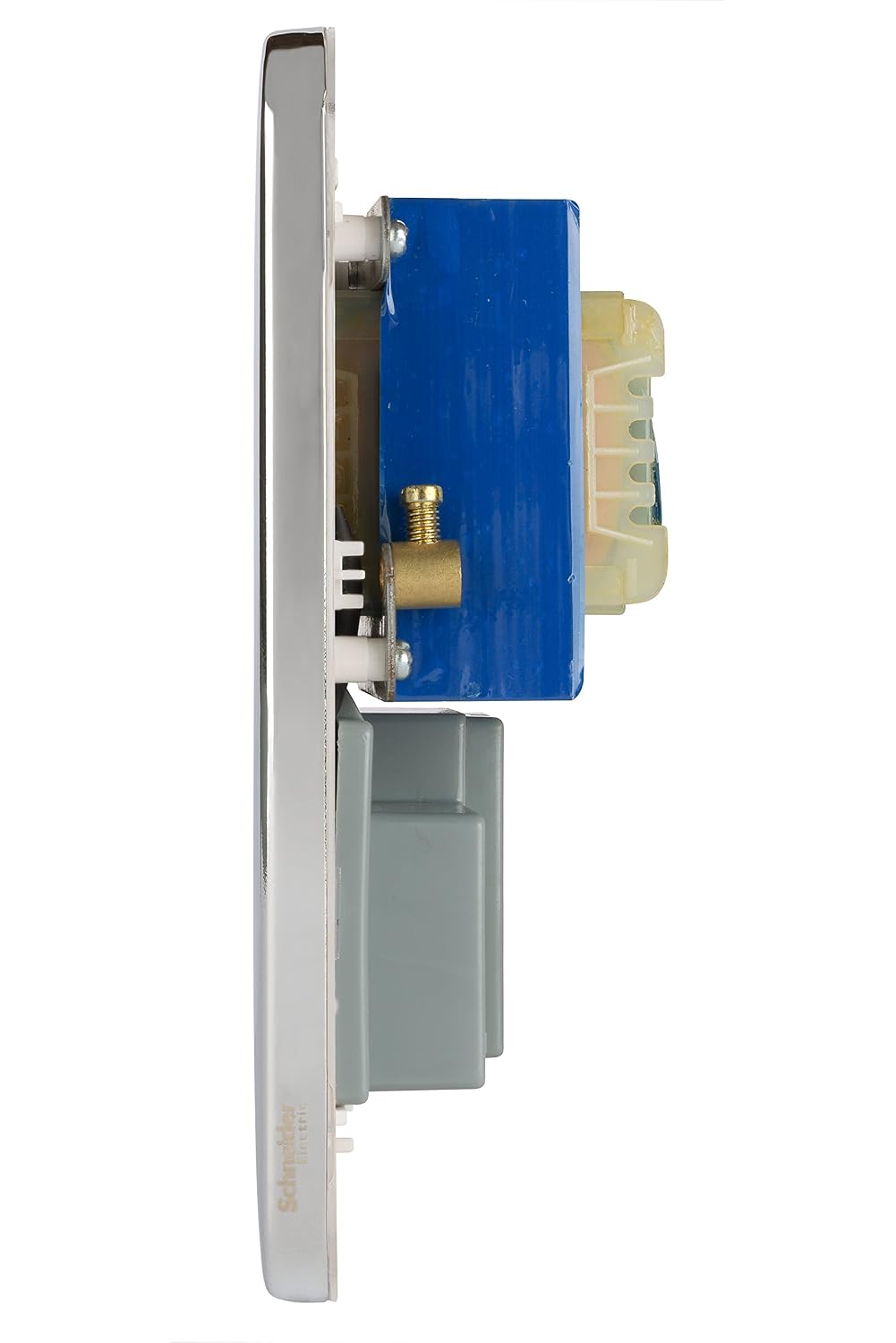 Schneider Electric Lisse Screwless Deco - Double Shaver Socket, Dual Voltage, 115/230V GGBL7090WPCS, Polished Chrome with White Insert - Image 4