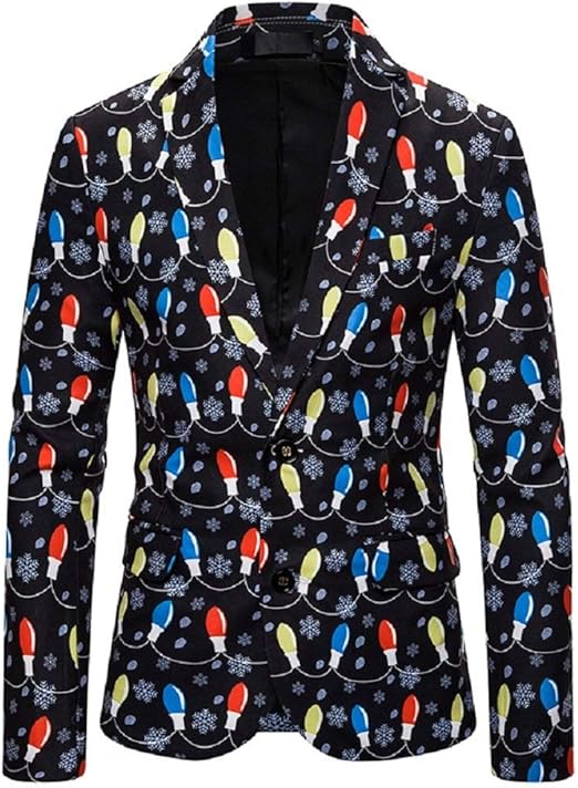 Shujin Men's Christmas Suit Jacket Sporty Slim Fit Suit Jacket Two