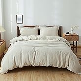 Simple&Opulence 100% Linen Duvet Cover Set, 3 PCS Natural French Flax Duvet Cover King Size, Breathable Soft Comfy Bedding Comforter Cover with 2 Pillowcases(Linen, 104"x92")