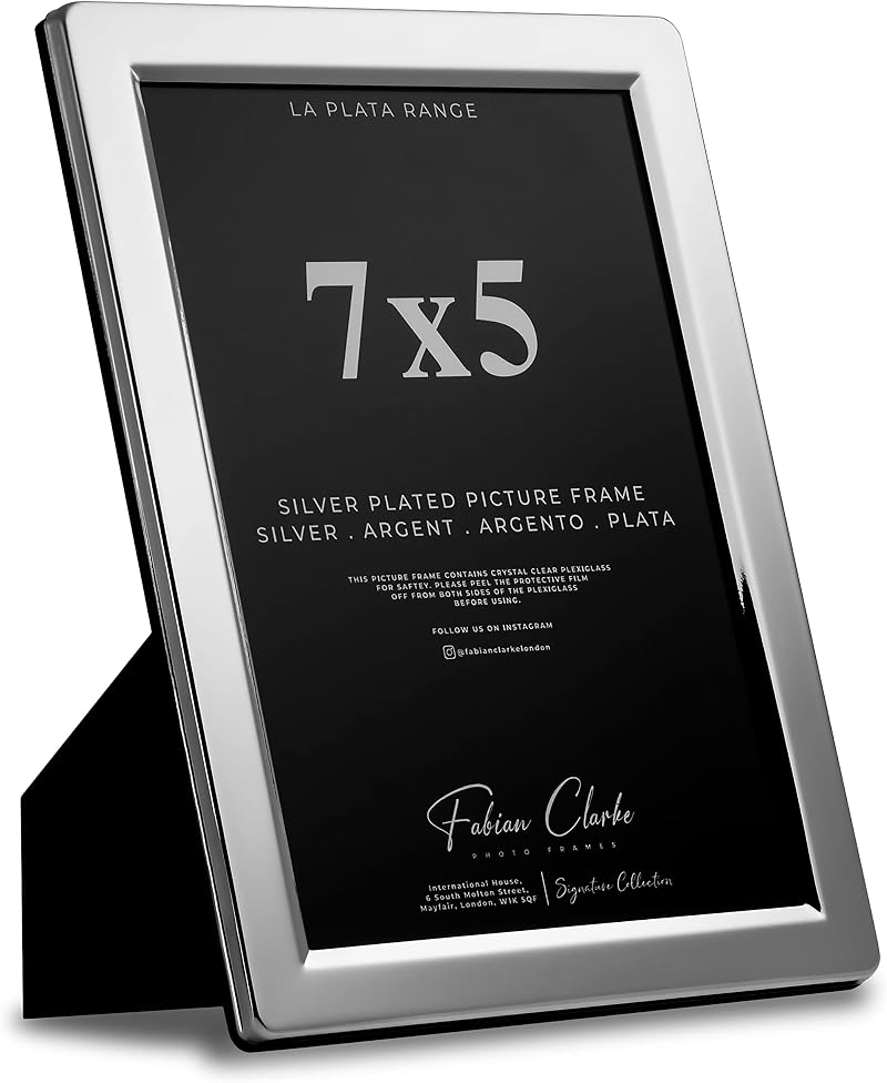Fabian Clarke London Silver Plated 7x5 Photo Frame Satin Finish Tarnish