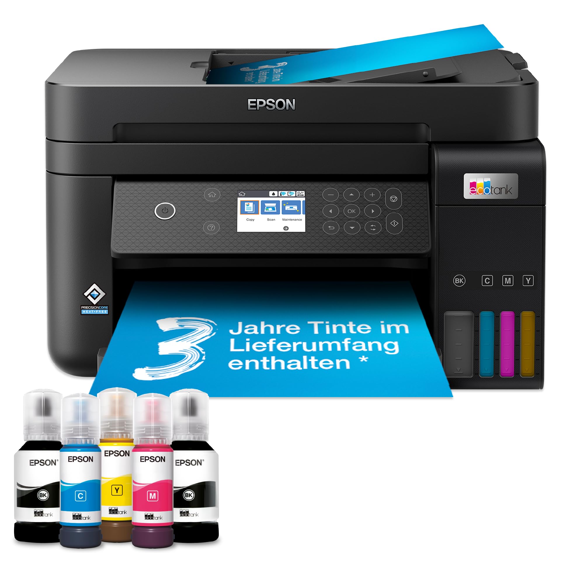 Epson EcoTank ET-3850 A4-Multifunktions-Wi-Fi-Tintentankdrucker, mit einem im Lieferumfang enthaltenen Vorrat an Tinten bis zu 3 Jahren