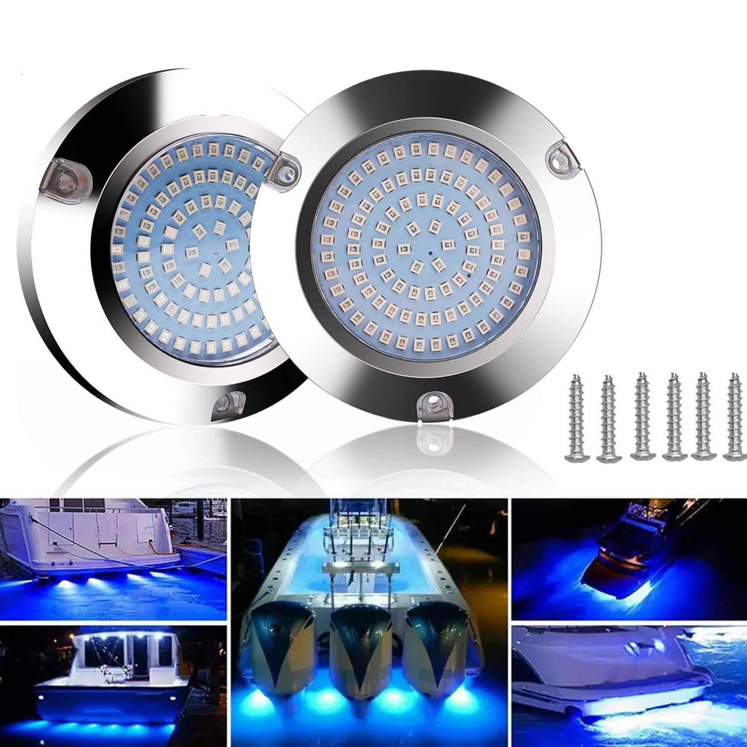Photo 1 of 90led Boat Marine Led Underwater Lights,Stainless Steel IP68 Waterproof Surface Mount, for Stern Interior Navigation Deck Courtesy Night Fishing Cruise Ships Yachts Boats Sailboat Pontoon Transom