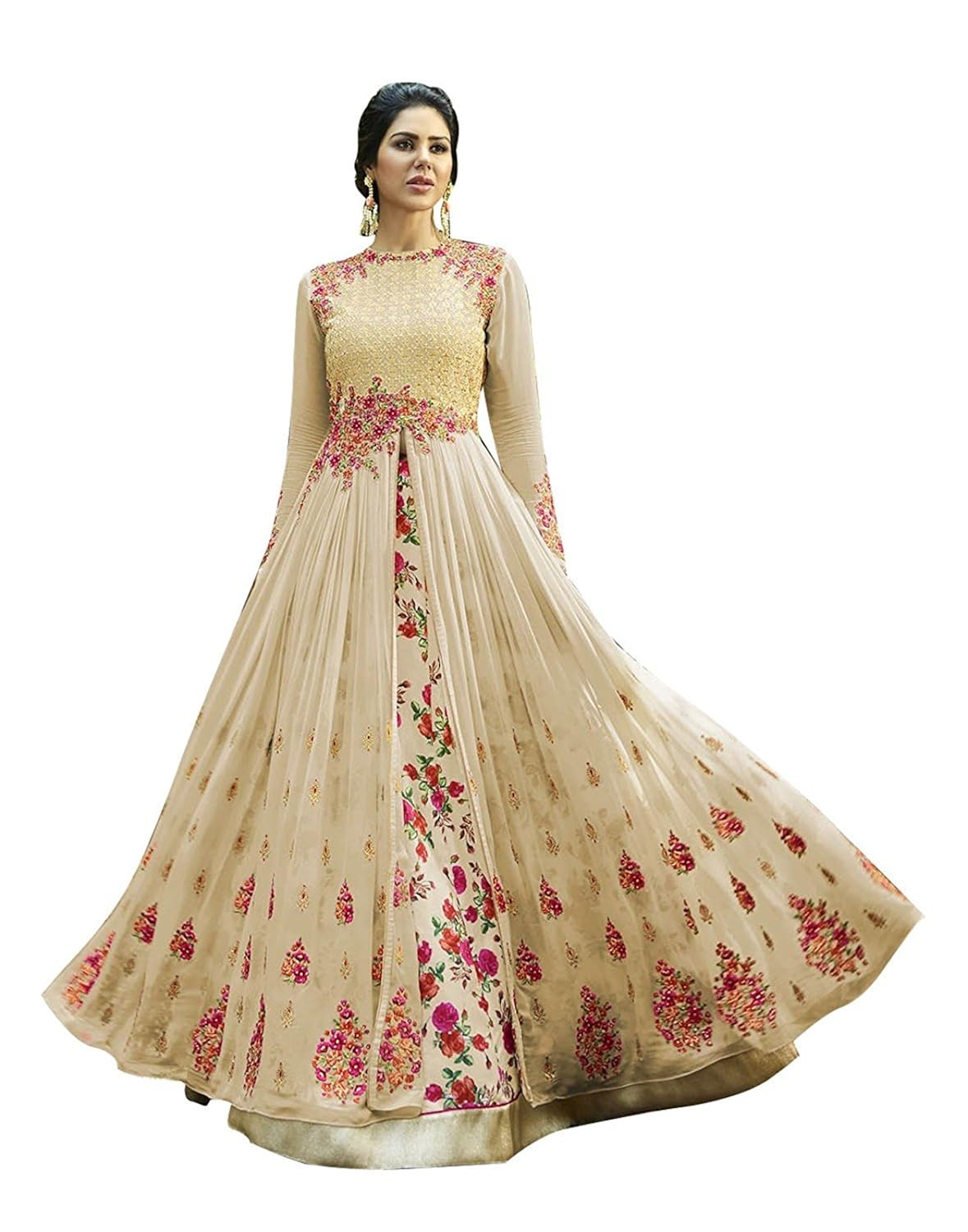 mordenfab women's faux georgette anarkali suit (q2 _cream_ free size)